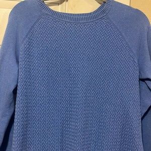 Medium blue knit womens sweater long sleeve
